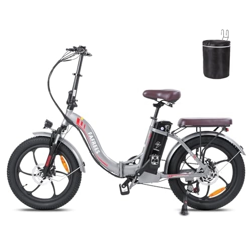 Electric Bike : Fafrees F20 PRO Electric Bike, 250W Folding Electric Bicycle, 20 * 3.0 Inch Fatbike, 36V / 18A Removable Battery Ebike, Range 70-130KM, Electric Mountain Bike for Adults (Grey)