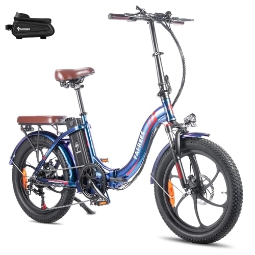 Electric Bike : Fafrees F20 PRO Fold Electric Bicycles, 250W City Electric Bikes, 20 * 3.0 Inch Fatbike, 36V / 18Ah Battery ebikes, Range 70-130KM, Electric Mountain Bikes for Adults, Blue
