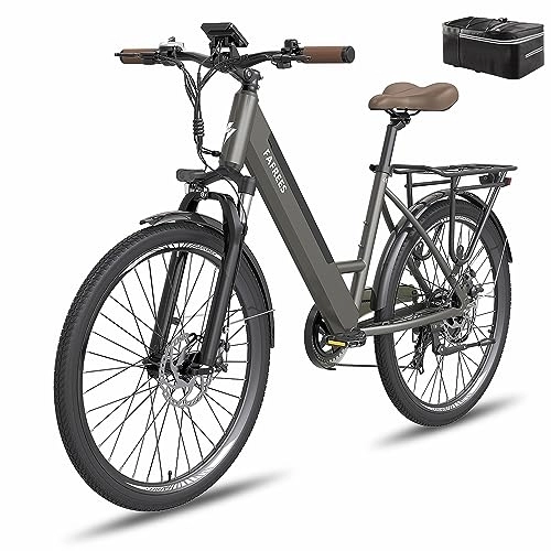 Electric Bike : Fafrees F26 PRO Electric Bike, 26 inch Electric City Bicycle, 250W Motor, 36V / 10Ah Battery, Unisex Adult Electric Mountain Bike, Shimano 7S, APP Controller, Range 40-70KM (Grey)