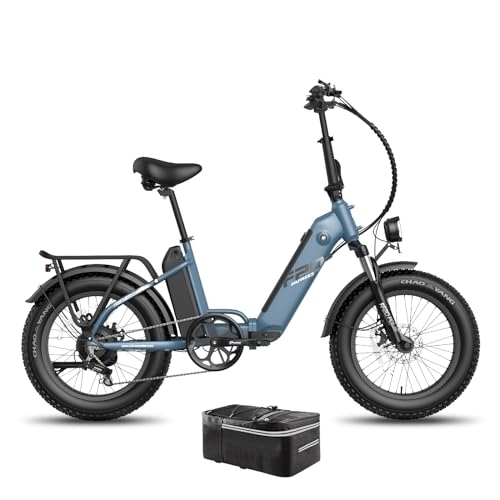 Electric Bike : Fafrees FF20 Polar Fatbike 20'' E Bike, Men's Bicycle with UK Plug 48V 10.4Ah*2 Batteries, Women's Electric Bikes 20 Inch, Mountain Bike, Electric Bicycles Foldable MTB Max. 65 N.m (Blue)