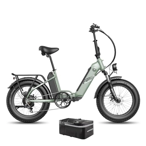 Electric Bike : Fafrees FF20 Polar Fatbike 20'' E Bike, Men's Bicycle with UK Plug 48V 10.4Ah*2 Batteries, Women's Electric Bikes 20 Inch, Mountain Bike, Electric Bicycles Foldable MTB Max. 65 N.m (Green)
