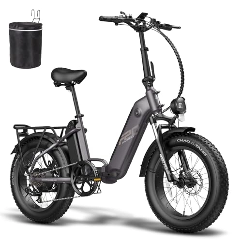Electric Bike : Fafrees FF20 Polar Fatbike E Bike Men's 20 Inch 48V 10.4Ah*2 Batteries UK Plug, Women's e-bicycle 160KM, Ebike Shimano 7S Electric Bikes Mountain Bike 150kg (Black)