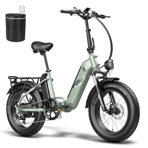 Electric Bike : Fafrees FF20 Polar Fatbike E Bike Men's 20 Inch 48V 10.4Ah*2 Batteries UK Plug, Women's e-bicycle 160KM, Ebike Shimano 7S Electric Bikes Mountain Bike 150kg (Green)