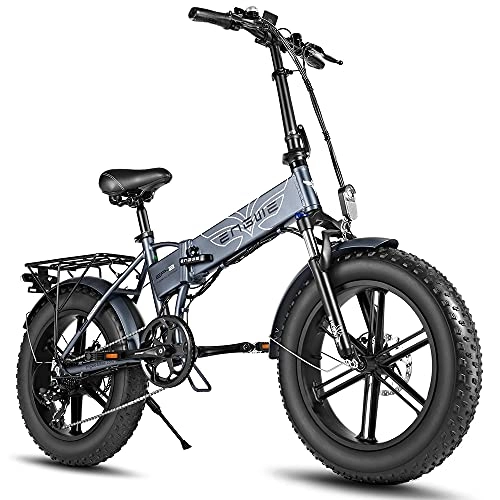 Electric Bike : Fafrees Foldable Electric Bicycle 48 V 12.8 Ah Removable Battery Beach Snow 20 inch Fat E-Bike Adult (grey)