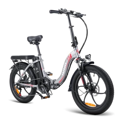 Electric Bike : Fafrees Folding Electric Bike, 20" E Bikes for Adults Men Electric Bicycle with 36V 16AH Battery with Shimano 7 Gears for City Mountain Snow, F20 Grey