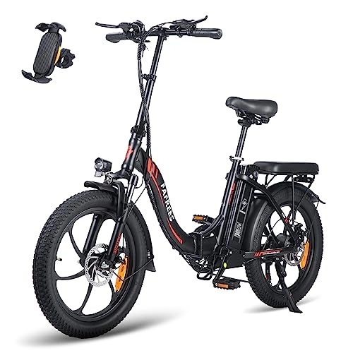 Electric Bike : Fafrees Folding Electric Bike, 20 inch Fat Tire Ebikes Portables 250W, Battery 16AH 36V. Smart Electric Bicycle with Pedal Assist, City EBike, Height Adjustable, Unisex Adult, (black)