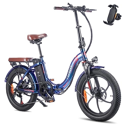 Electric Bike : Fafrees Folding Electric Bike, 20 inch Fat Tire Ebikes Portables, Battery 18AH 36V. Smart Electric Bicycle with Pedal Assist, 250W City EBike, Height Adjustable, Unisex Adult (blue)