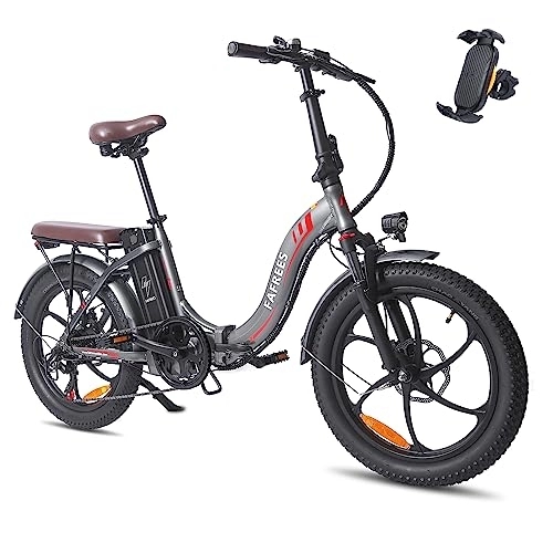 Electric Bike : Fafrees Folding Electric Bike, 20 inch Fat Tire Ebikes Portables, Battery 18AH 36V. Smart Electric Bicycle with Pedal Assist, 250W City EBike, Height Adjustable, Unisex Adult (grey)