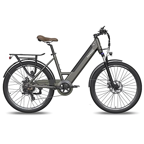 Electric Bike : Fafrees Official Electric Bike, 26 Inches Electric Bikes with APP, 250W Electric Bicycle for City, 36V 10Ah Removable Battery Low Frame Pedal Assist Ebike, Shimano 7 Speed, UK Legal, F26 Pro Gray