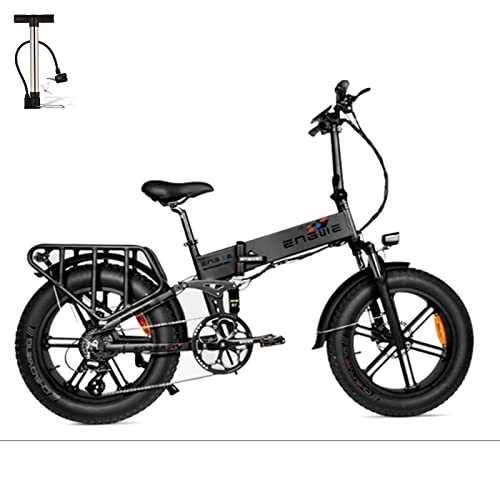 Electric Bike : Fafrees [ Official ENGING PRO Fatbike 48V 16Ah Battery Removable Electric 20 Inch Bicycles Rear Shock Absorber Hydraulic Disc Brakes Fat Tire Foldable Ebike (gray)