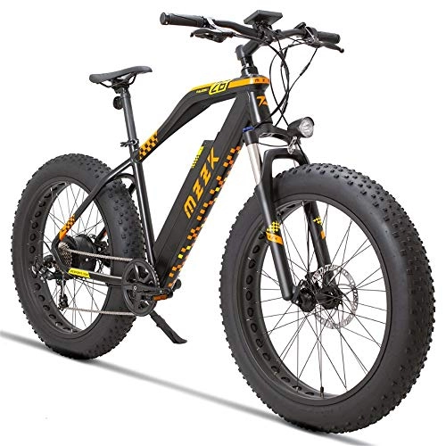 Electric Bike : FALCON 26" Electric Moutain Bike Fat Bike, 500W Power Motor, Snow Bike, 48V 13AH Lithium Battery, Fat Tire Bikes, 5 Level Pedal Assist (Black, 13Ah + 1 Spare Battery)