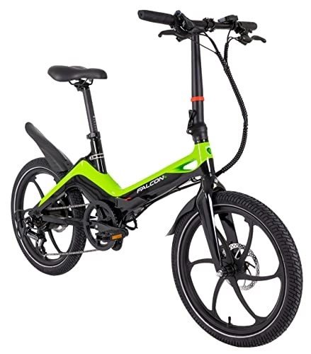 Electric Bike : Falcon Flo Black / Green Electric Folding Bike