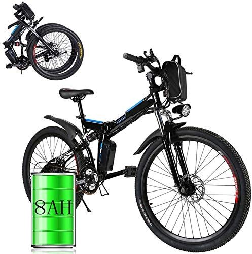 Electric Bike : Fangfang Electric Bikes, 26" Foldable Electric Mountain Bike with Removable 36V 8AH 250W Lithium-Ion Battery for Mens Outdoor Cycling Travel Work Out And Commuting, E-Bike