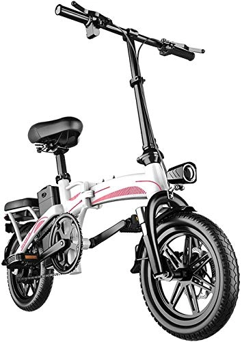 Electric Bike : FanYu Foldable Electric Bikes for Adults 400W e Bike 48V 16Ah Removable Large Capacity Lithium-Ion Battery Adjustable Handlebar Height-White