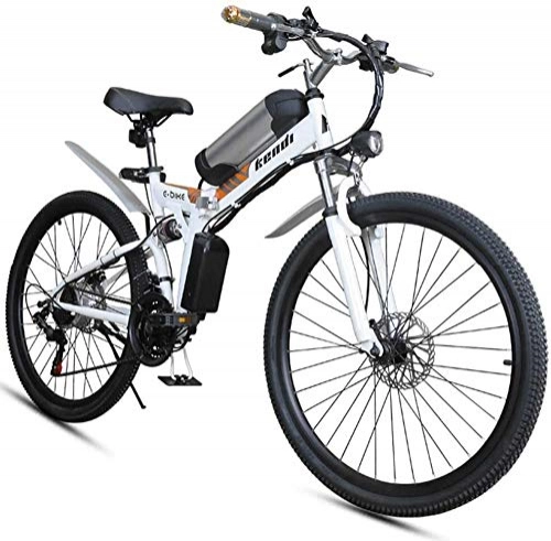 Electric Bike : Fat Bike Folding Electric Bicycle, 26-inch Portable Electric Mountain Bike High Carbon Steel Frame Double Disc Brake with Front LED Light 36V / 8AH