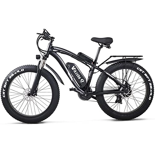 Electric Bike : Fat Tire Ebike 48V 17AH Electric Mountain Bike with Rack and Fender, 26 / 4.0 inch Ebike, Electric Bicycle for Adults