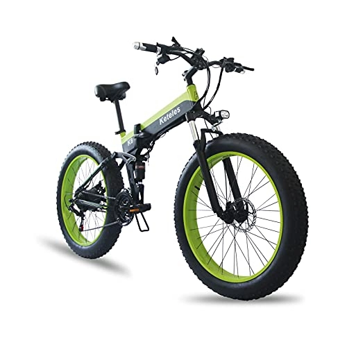 Electric Bike : Fat Tire Electric Bike Adults Folding Mountain Beach Snow Bicycles 21 Speed Gear E-Bike with 1000W Detachable Lithium Battery Up To 28MPH, D, 36V350W10AH