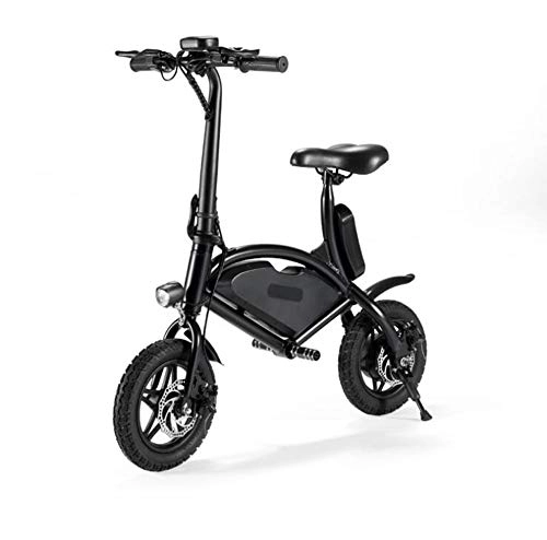 Electric Bike : FENGFENGGUO Electric Bicycle, Foldable Portable Double Disc Brake Electric Bicycle Mini 36V Two-Wheel Electric Vehicle, Black