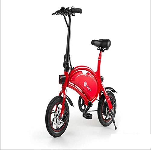 Electric Bike : FENGFENGGUO Electric Bicycle, Foldable Ultralight Portable Smart Lock System Mini Bicycle 10Ah Large Capacity Lithium Battery, Red