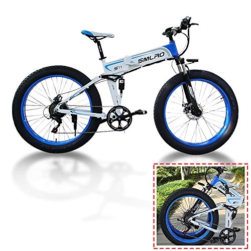Electric Bike : FFBHNB Electric bicycle, 26" folding design bike power supply 48V350W can be used for snow and mountain cycling, built-in lithium battery