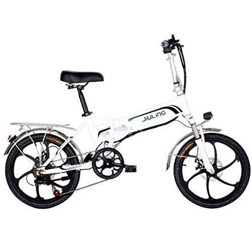Electric Bike : FFF-HAT 20-inch Folding Electric Mountain Bike, Removable Lithium Battery, Adult Travel Compact Car, One-wheel Aluminum Alloy Frame, LCD Instrument with Anti-theft Remote Control, 350W / 48V