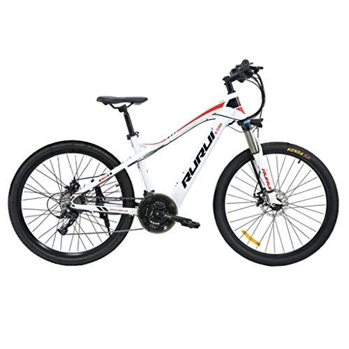 Electric Bike : FFF-HAT 27.5-inch White Stealth Lithium Battery Electric Mountain Bike 27-speed Variable-speed Long-distance Off-road Bicycle Shock Absorption and Comfort-Riding Version