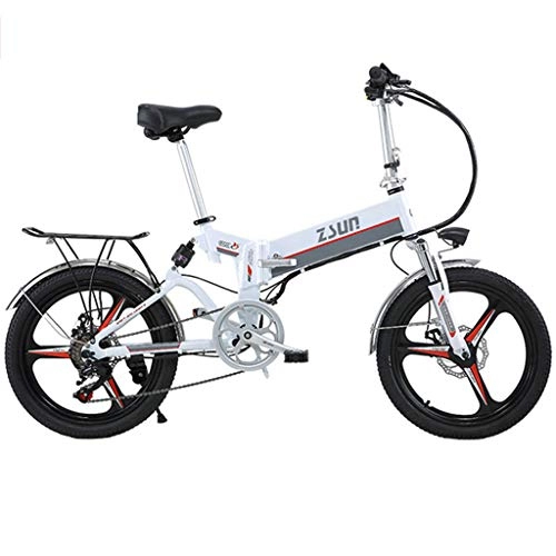 Electric Bike : FFF-HAT Folding Electric Bicycle, Magnesium Alloy Bicycle All-terrain, 20-inch 350W / 48V Endurance 120 Km, with Smart Meter and GPS, Suitable for Men and Women