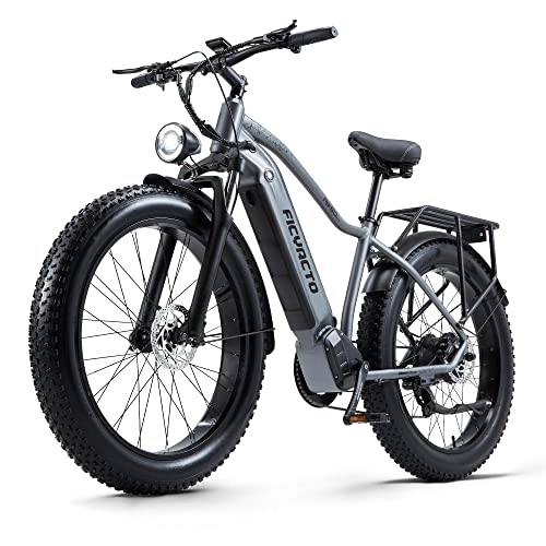 Electric Bike : Ficyacto Electric Bike for Adults 26IN E Mountain Bike Ebike With 48V18Ah Lithium Battery, Fat Tires, Shimano 8 Speed, Rear Rack (RX50)