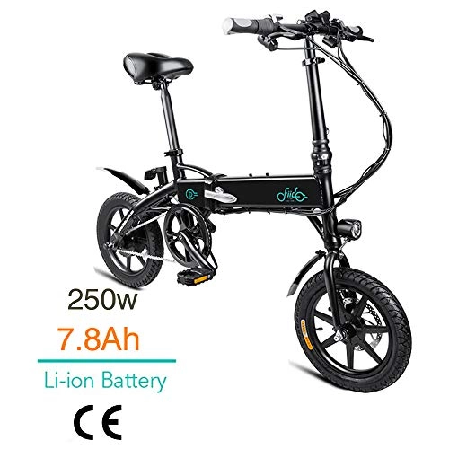 Electric Bike : FIIDO D1 14 inch Folding Electric Bicycle, 250W 7.8Ah Lithium Battery Electric Bike with Front LED Light for Adult (black)
