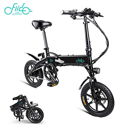 Electric Bike : FIIDO D1 Electric Bikes for Adults, Folding E Bikes 10.4Ah / 7.8AH 250W 36V 14inch Lightweight 38.4lbs Suitable for Men Teenagers Outdoor Fitness City Commuting (Black, 7.8ah)