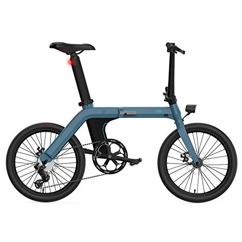 Electric Bike : FIIDO D11 Electric Bicycle, Aluminum Alloy Outdoor Riding Bicycle 3 Gears Foldable Detachable Battery Double Disc Brake Electric Motorbike with Tail Light for Adult (Blue)