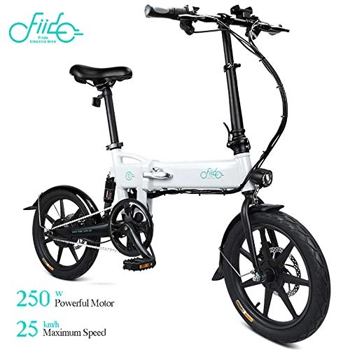 Electric Bike : FIIDO D2 E Bikes for Men, Electric Bikes for Adults 36V 7.8 AH 250W 16 inch Lightweight with LED Headlights and 3 Modes Suitable for Teenagers Outdoor Fitness City CommutingWhite