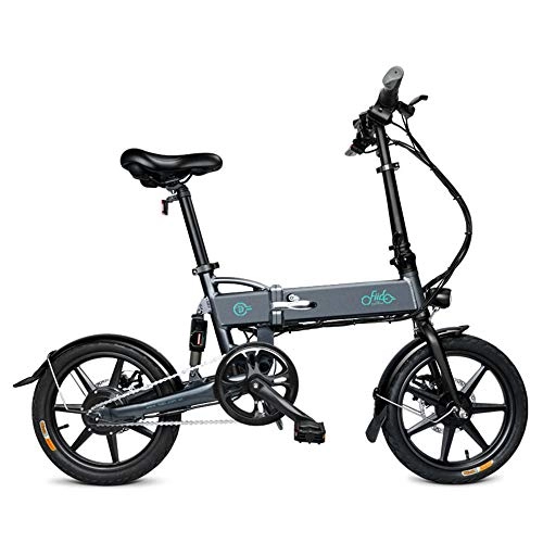 Electric Bike : FIIDO D2 Folding Electric Bike Ebike with 250W Hub Motor, LED Headlight, 16 Inch Wheels, 36V / 7.8Ah Lithium-Ion Battery, Power Assisted Electric Bicycle for Adult - Dark Grey