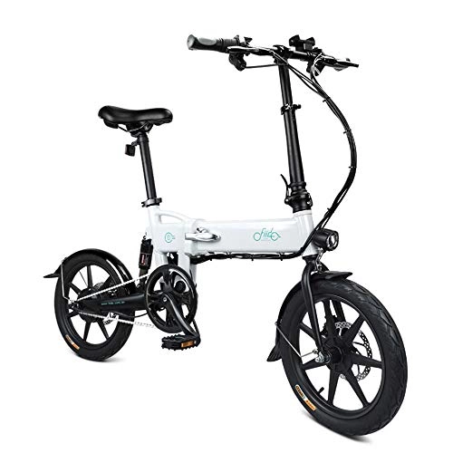 Electric Bike : Fiido D2 Folding Electric Bike Ebike with 250W Hub Motor, LED Headlight, 16 Inch Wheels, 36V / 7.8Ah Lithium-Ion Battery, Power Assisted Electric Bicycle for Adult - White