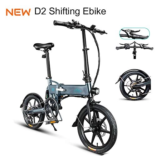 Electric Bike : FIIDO D2 Shifting Ebike, Foldable Electric Shifting Bike with Front LED Light for Adult, 250W 7.8Ah Folding Electric Bicycle with Bike Pedals (D2S Gray)