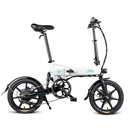 Electric Bike : FIIDO D2s Electric Bike Folding Ebike, 3-speed, 3 Riding Modes, 250W Hub Motor, LED Headlight, 16 Inch Wheels, Pedals, Power Assisted Electric Bicycle for Adult (White)