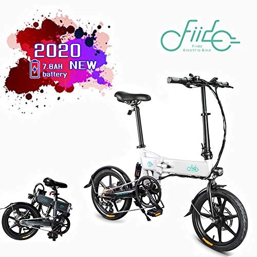 Electric Bike : FIIDO D2s Foldable Electric Bike Aluminum 16 Inch Electric Bike for Adults 6 speed E-Bike with 36V 7.8AH Built-in Lithium Battery, 250W Brushless Motor (white)