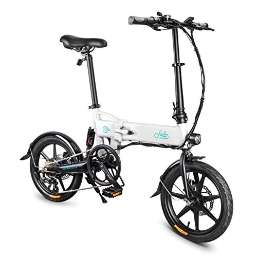 Electric Bike : FIIDO D2S Rechargeable Foldable Electric Bike, Mountain E-Bike for Adults for City Commuting Outdoor Cycling, 250W Motor, 3 Gears Electric Power Assist System - White