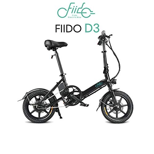 Electric Bike : FIIDO D3 E Bike, Foldable Electric Bicycle With 36V 7.8Ah Battery 14 Inch Folding Electric Bike With 3 Intelligent Cycling Modes For Outdoor Work Out Commuting-black