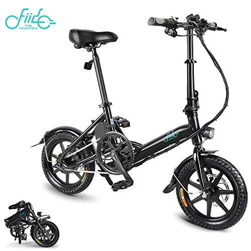 Electric Bike : FIIDO D3 Folding Bike, Electric Bikes for Adults Lightweight 14 inch 7.8AH 36V Battery 250W Brushless Motor with Shockproof Tire Safe Dual-disc Brakes for Outdoor Fitness Exercise(Black)
