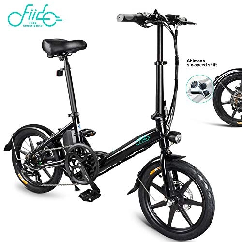 Electric Bike : FIIDO D3s Electric Bike, Folding E-Bike Shimano 6 Speed Lightweight with 250W 36V Battery 16 inch Wheels Dual-disc Brakes for Aldult Men Fitness Outdoor Sporting Commuting(Black)