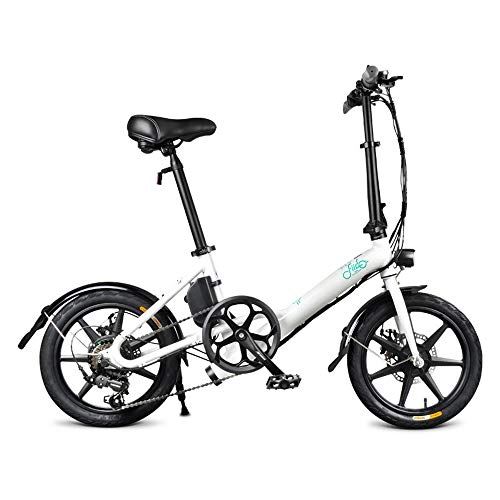 Electric Bike : FIIDO D3s Folding Electric Bicycle, Aluminum 16 Inch Electric Bike for Adults 6 Speed E-Bike with 36V 7.8AH Built-in Lithium Battery, 250W Brushless Motor and Dual Disc Mechanical Brakes (white)