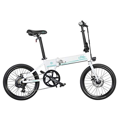 Electric Bike : FIIDO D4S Folding Electric Bike, Removable High Speed 3 Gears Outdoor Cycling Vehicle, 36V Brushless Geared Motor-Aluminum Alloy White