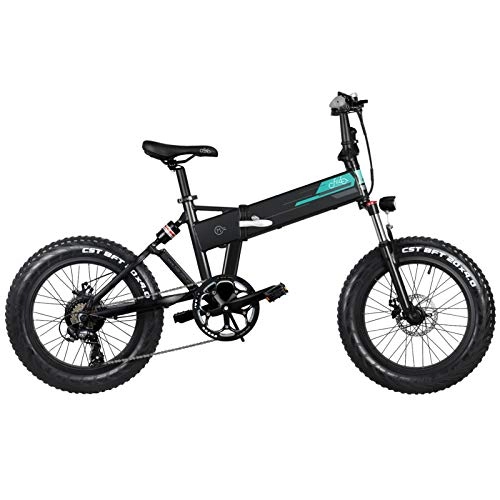 Electric Bike : FIIDO M1 Rechargeable Adults Electric Bicycle, Removable 3 Gears Outdoor Foldable Vehicle, 250W Motor Large Capacity Battery - Black