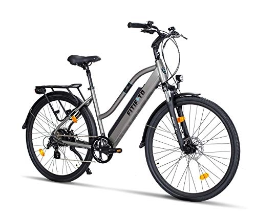 Electric Bike : Fitifito CT28 Inch Electric Bicycle City Bike E-Bike Pedelec, 48 V 250 W Cassette Rear Motor, 13 Ah 624 Wh Samsung Battery, 8 Speed Shimano Gears, Front Rear Hyraulic Brakes (Grey)