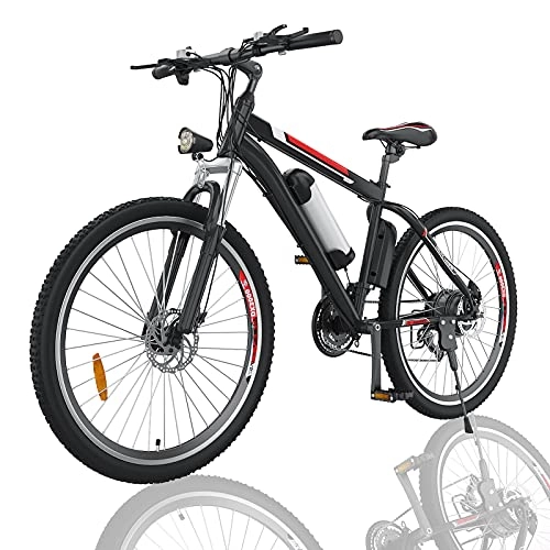 Electric Bike : fiugsed 26'' Electric Mountain Bike With Removable Large Capacity Lithium-Ion Battery (250W 36V), Electric Bike 21 Speed Gear And Three Working Modes (Black)