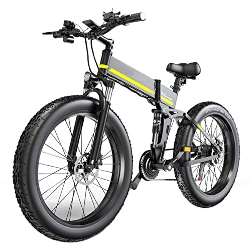 Electric Bike : FMOPQ 1000w Folding Electric BikesElectric Bikes 26 Inch Fat Tire E-Bike 48V 12.8Ah Lithium Battery 21 Speed 30 Mph