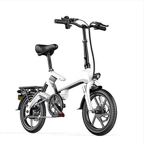 Electric Bike : FMOPQ 400W Electric Bike FoldableLightweight Electric Bicycle 48V 10Ah Lithium Battery 16 Inch Tire Electric Mini Folding E Bike (Color : Black) (White)