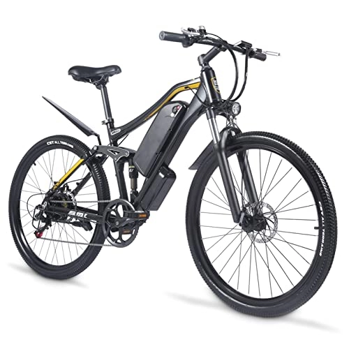 Electric Bike : FMOPQ Electric BicycleElectric Bike500W 27.5 Inch Tire 48V 15Ah Lithium Battery E Bike Mens Mountain Adult Electric Bicycle (Color : Black)