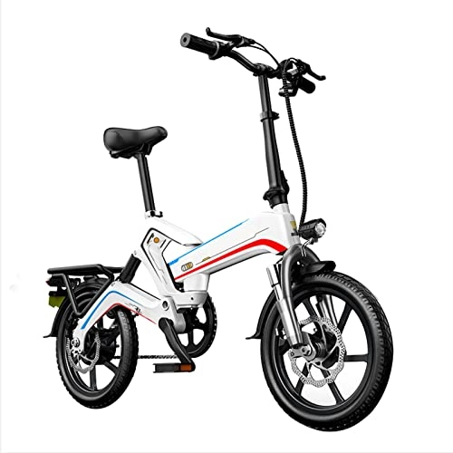Electric Bike : FMOPQ Electric Bike Foldable400W 15.5 Mph Lightweight Electric Bicycle 48V 10Ah Lithium Battery 16 Inch Tire Electric Folding E Bike (Color : Light Grey) (Red and White)
